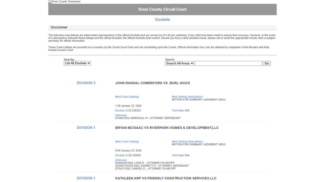 Applications - Courts - Knox County Tennessee